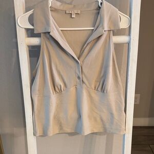 Guess Beige Collared Tank Top